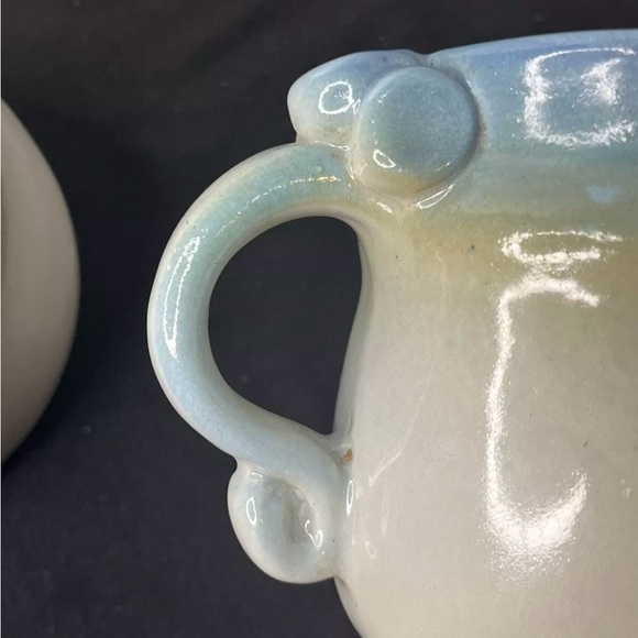 Vintage 1989 Flat Earth Pottery Mugs (Set Of 2)  Blue & Gray Gradient Signed - Picture 3 of 4